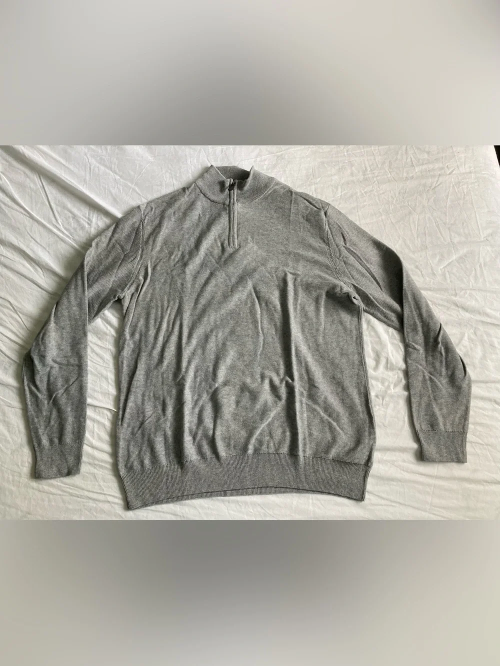 Mens Grey Cotton Quarter Zip Lachlan Size L